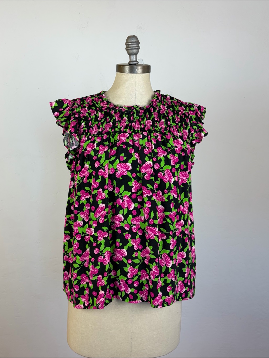 Modcloth Raspberry Floral Shirt